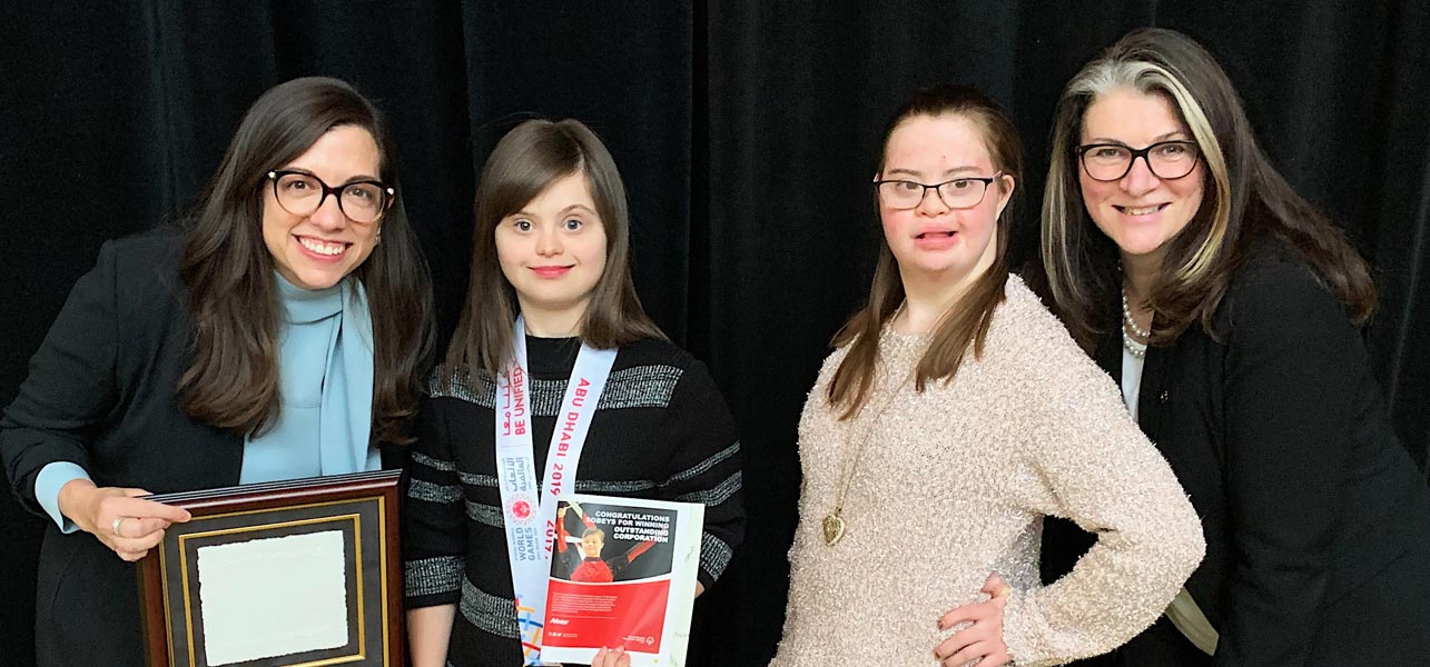 Renée Hopfner, Sobeys Inc. Director of Corporate Social Responsibility; Special Olympic Athlete, Julia Kostecki; Special Olympic Athlete and Sobeys Store Employee, Carly Bryden; Cynthia Thompson, Sobeys Inc. VP of Communications & Corporate Affairs
