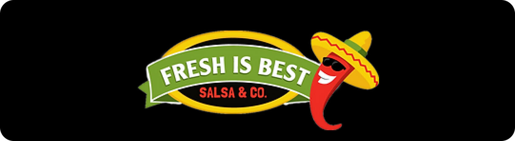 Logo Fresh Is Best Salsa & Co. avec rond de sac noir
