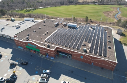 An image shows a rooftop view of the Sobeys office.