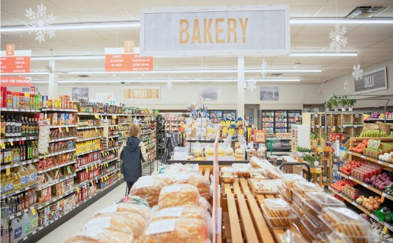 A picture of a inside bakery store.